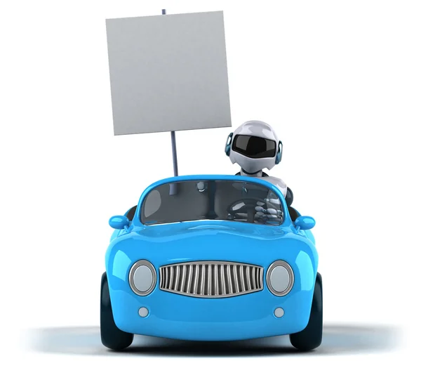 Cartoon Robot in auto — Stockfoto