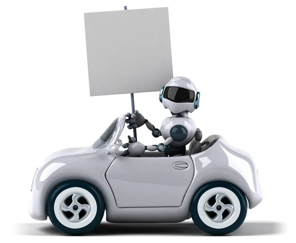 Cartoon Robot in car — Stock Photo, Image