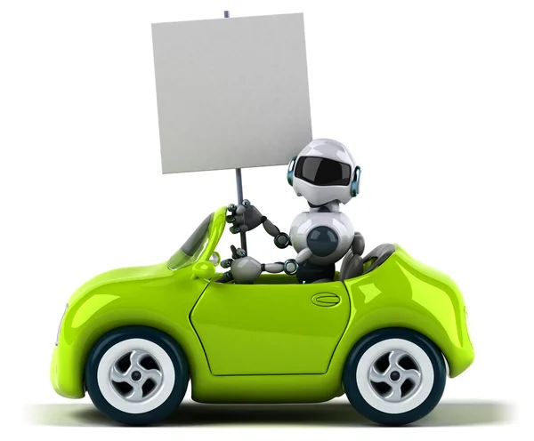 Cartoon Robot in car — Stock Photo, Image