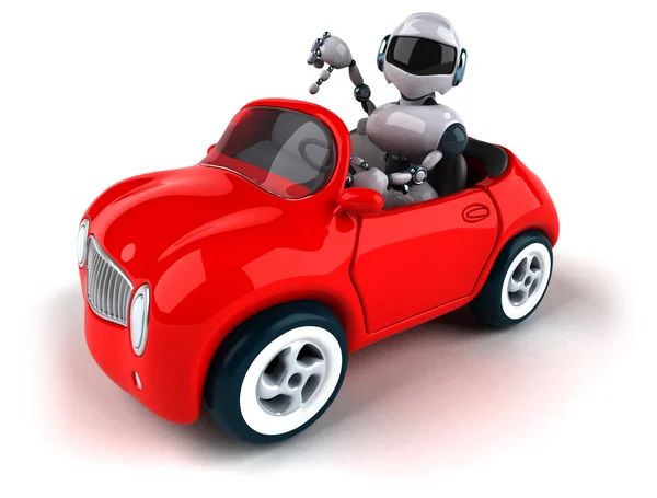 Cartoon Robot in auto — Stockfoto