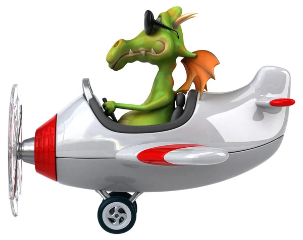 Fun dragon in airplane — Stock Photo, Image