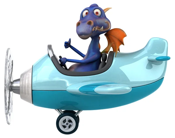 Fun dragon in airplane — Stock Photo, Image