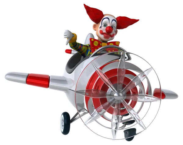 Divertente clown cartone animato in aereo Fotografia Stock