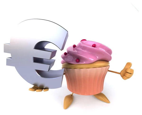 Karikatur Cupcake mit Zeichen — Stockfoto