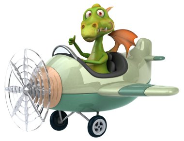 Uçakta uçan eğlenceli ejderha