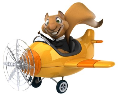 Uçakta eğlenceli çizgi film sincap