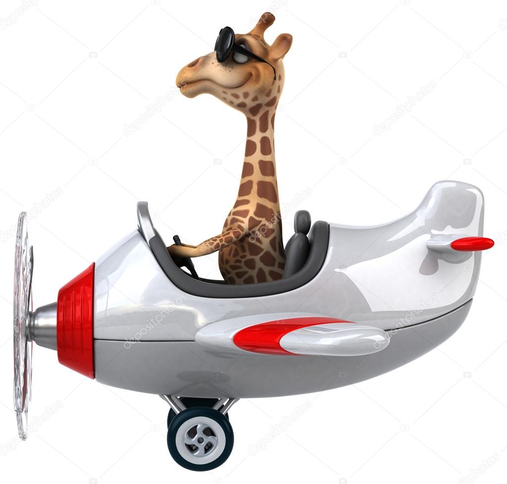 Funny giraffe in aeroplane — Stock Photo © julos 81956458