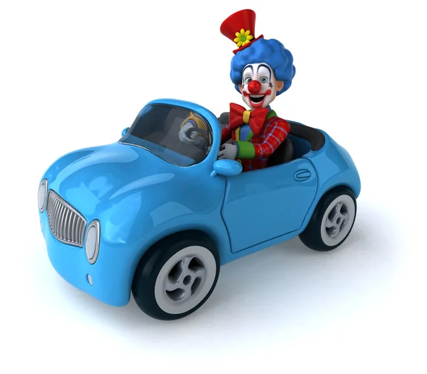 Zábavné kreslené klaun v autě — Stock fotografie