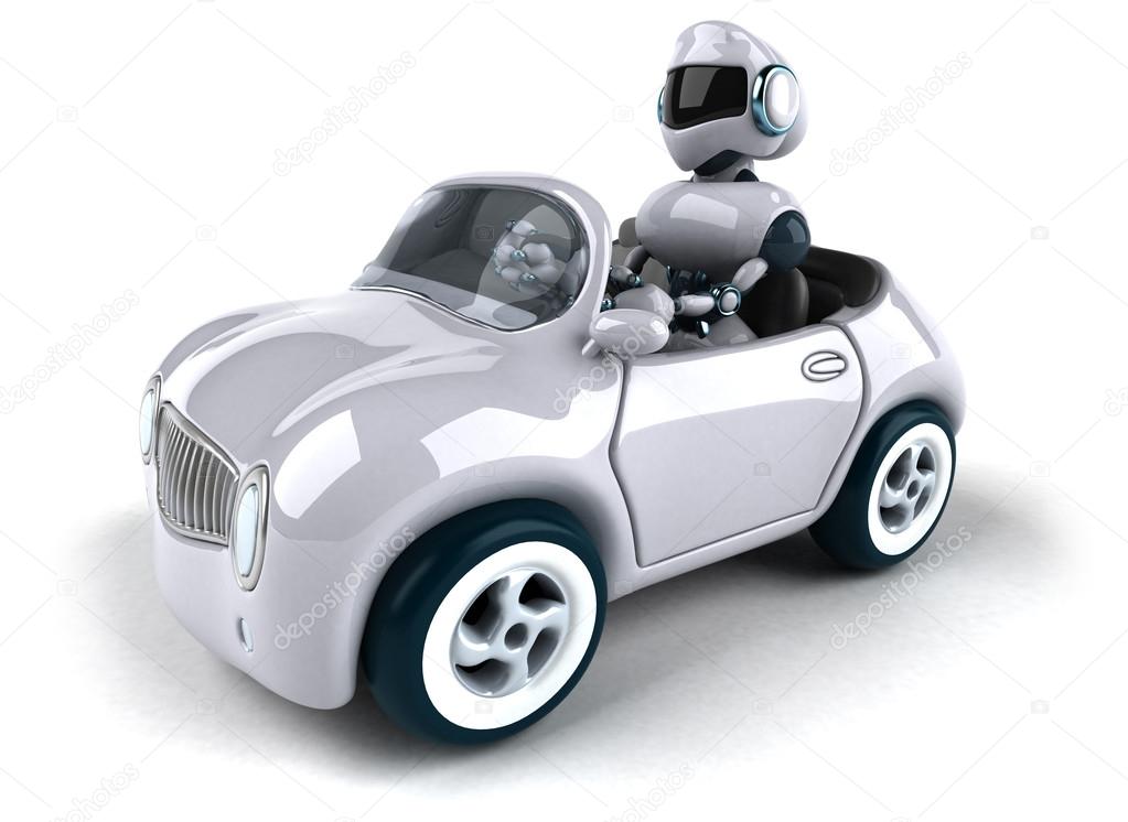 Cartoon Robot driving car Stock Photo by ©julos 82301578