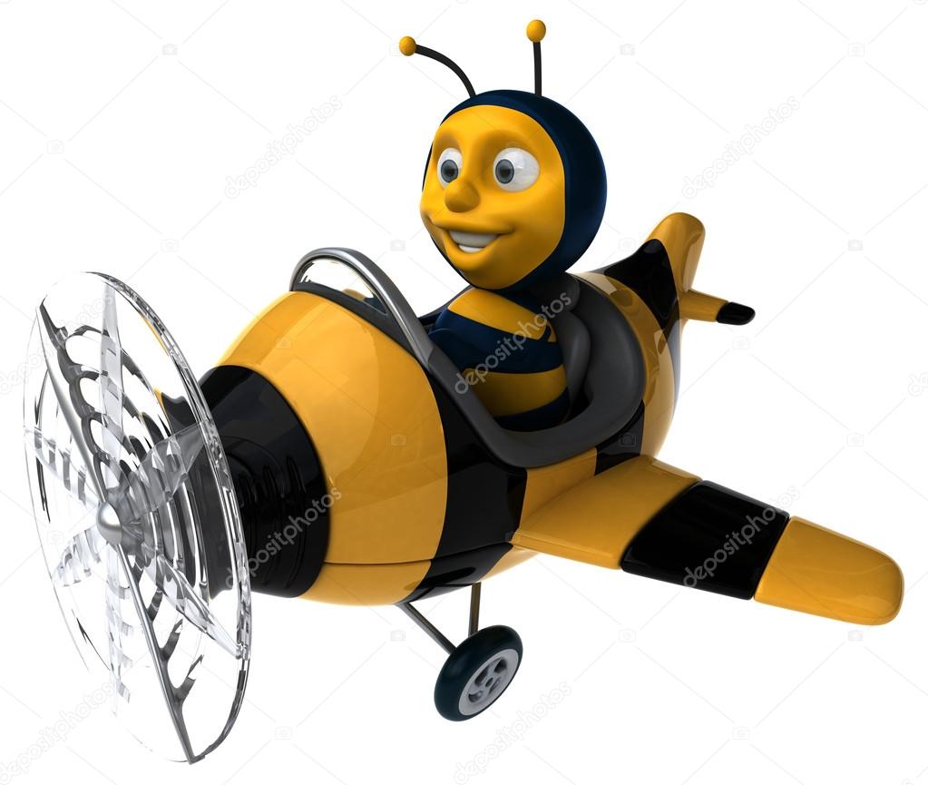 Funny bee in aeroplane
