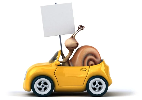 Funny snail in car — Stock Photo, Image