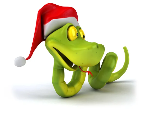 Funny snake in santas hat — Stock Photo, Image