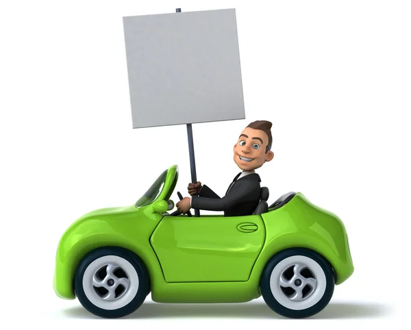 Funny businessman in car — Stock Photo, Image