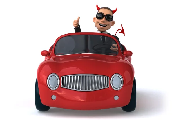 Homem de negócios malvado em carro vermelho — Fotografia de Stock