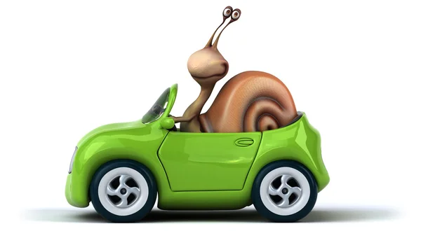 Funny snail in car — Stock Photo, Image