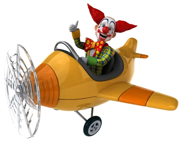 Clown divertente in aereo — Foto Stock