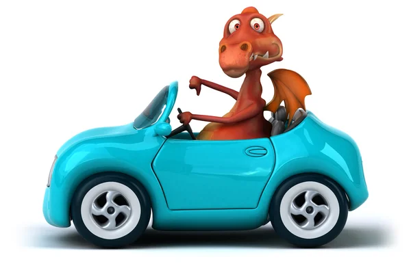 Fun dragon in car — Stock Photo, Image