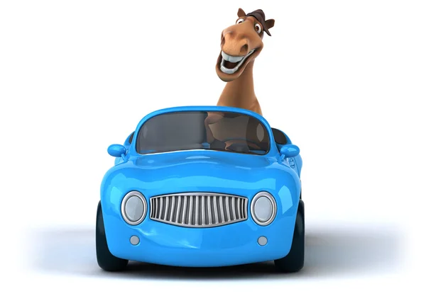 Lustiges Pferd im Auto — Stockfoto