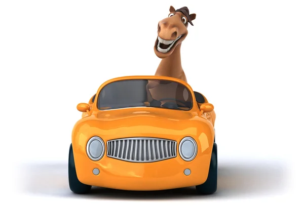 Забавная лошадь в машине — стоковое фото