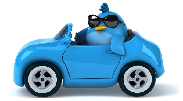 Pájaro azul en coche —  Fotos de Stock