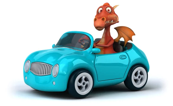 Веселый дракон в машине — стоковое фото