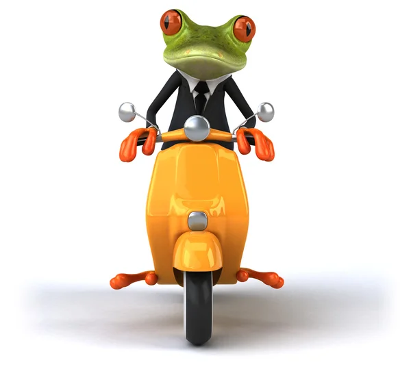 Spaßfrosch auf Roller — Stockfoto