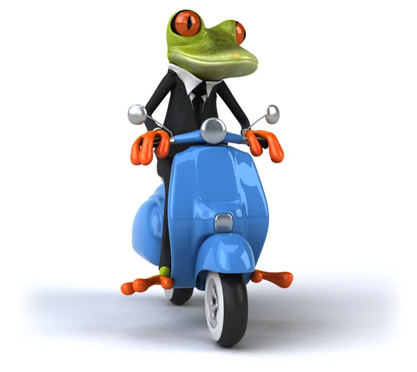 Весела жаба на скутері — стокове фото