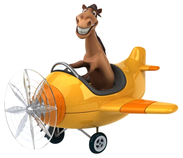 飛行機の中で楽しい馬 — ストック写真
