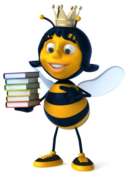 Funny bee with colorful books — Stock Photo, Image