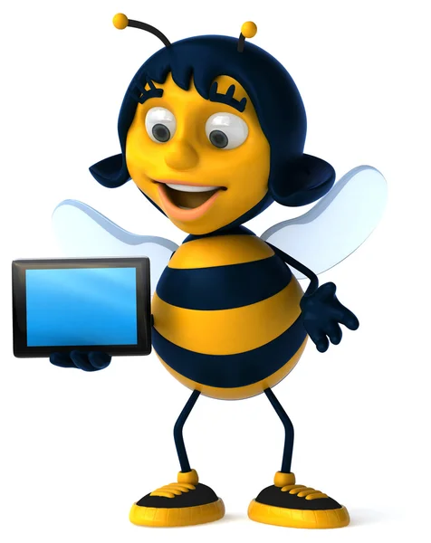 Funny bee with smartphone — Stock Photo, Image