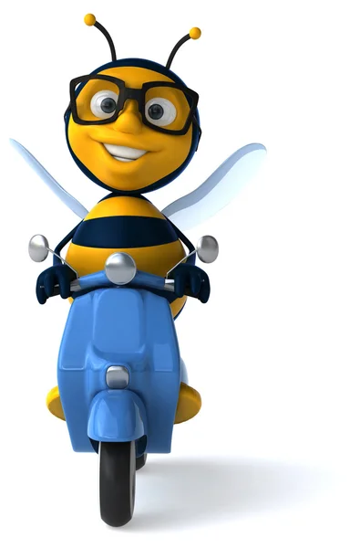 Funny bee on motorbike — Stock Photo, Image