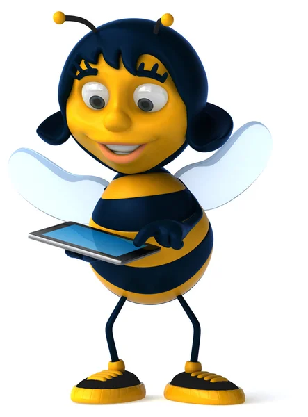 Komik arı ile smartphone — Stok fotoğraf