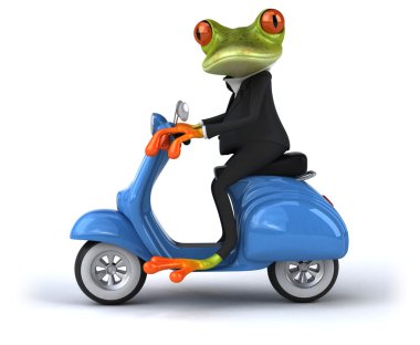 Motosiklet üzerinde komik kurbağa