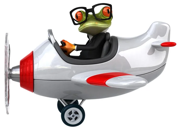 Funny frog in aeroplane — Stock Photo, Image