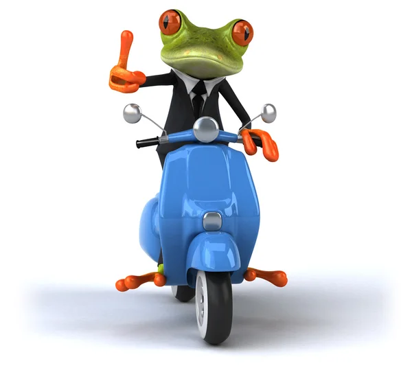 오토바이에 재미 있는 개구리 — 스톡 사진