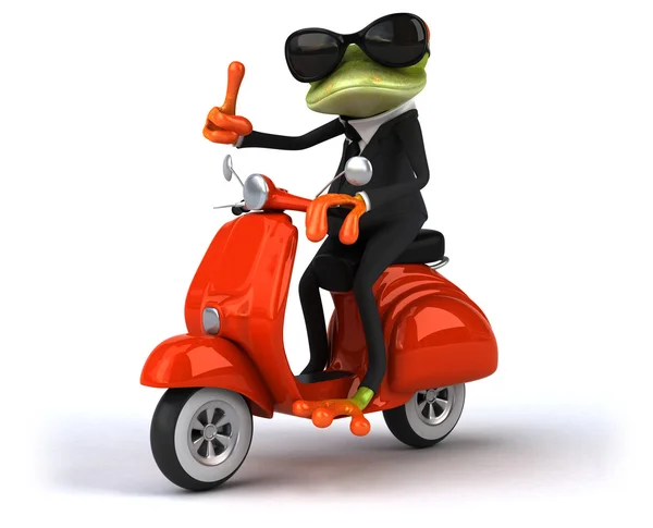 Rolig groda på motorcykel — Stockfoto