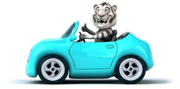 Lustiger Tiger im Auto — Stockfoto