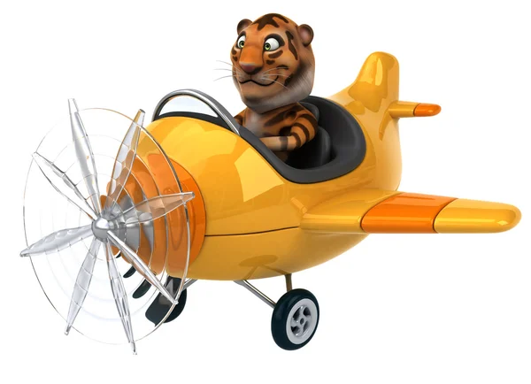 Funny tiger in aeroplane — Stock Photo, Image