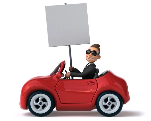 Карикатурный бизнесмен в машине — стоковое фото