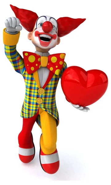 Веселий мультяшний клоун з серцем — стокове фото