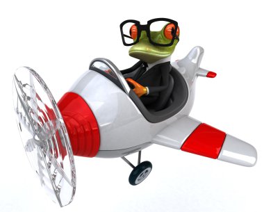 Uçaktaki eğlenceli kurbağa