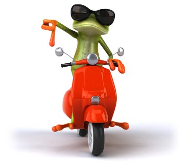 Scooter üzerinde eğlenceli kurbağa