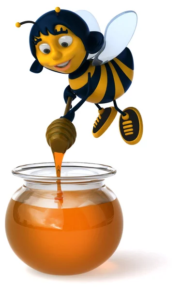 Fun bee with honey — Stock Photo, Image