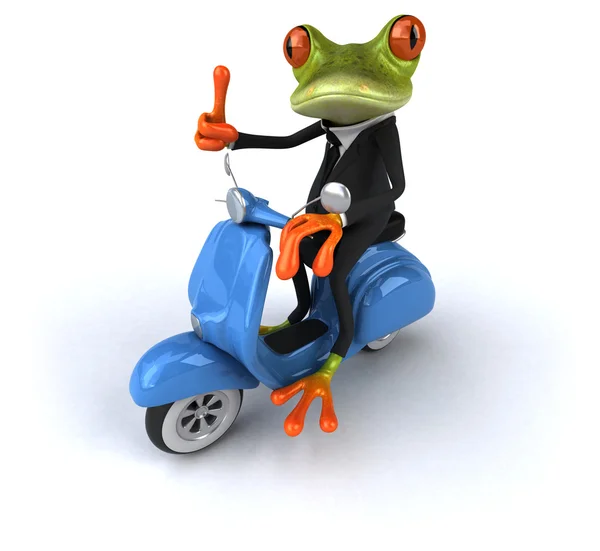 Grenouille amusante sur scooter — Photo