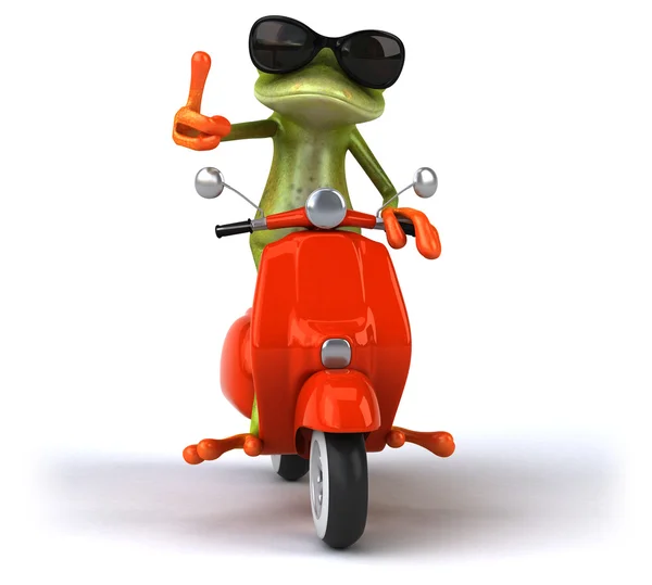 Веселая лягушка на скутере — стоковое фото