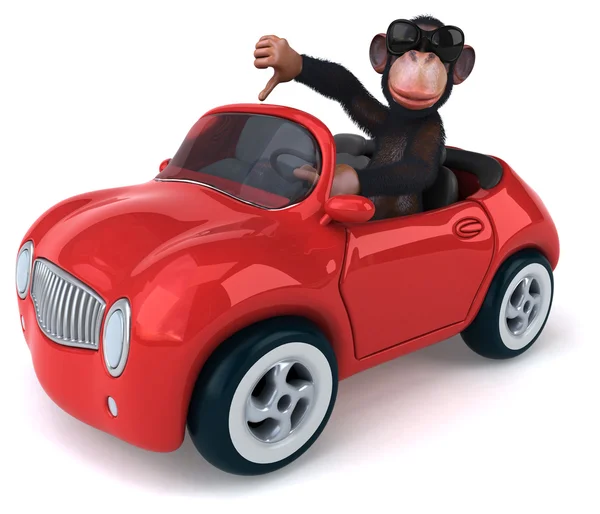 Funny monkey in car — Stock Photo, Image