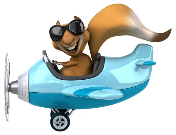 Funny squirrel in aeroplane — Stock Photo, Image