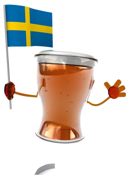 스웨덴 국기와 함께 재미 있는 맥주 — 스톡 사진