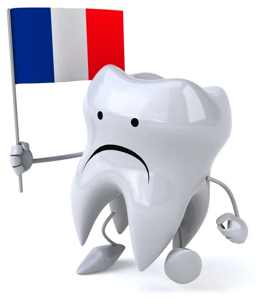 Funny tooth with french flag — Stock Photo, Image