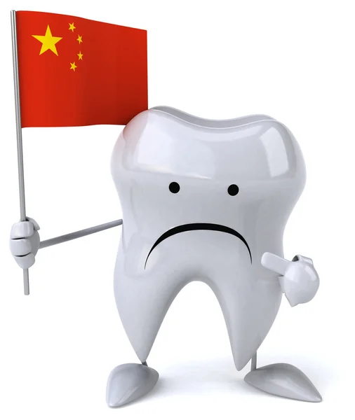 Funny tooth with chinese flag — Stock Photo, Image